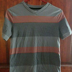Boys size M medium Hawk dress short sleeve t-shirt gray striped